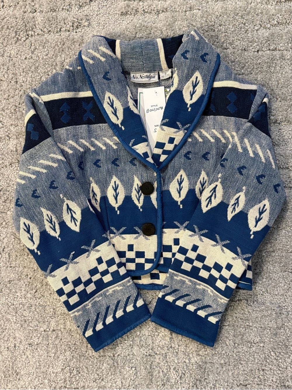 NWT Vintage Neo Nostalgia Size Small 100% Cotton Cropped Tapestry Jacket